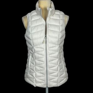 Tangerine Women's Quilted Puffer Vest White Full Zip Stand Collar Lightweight S